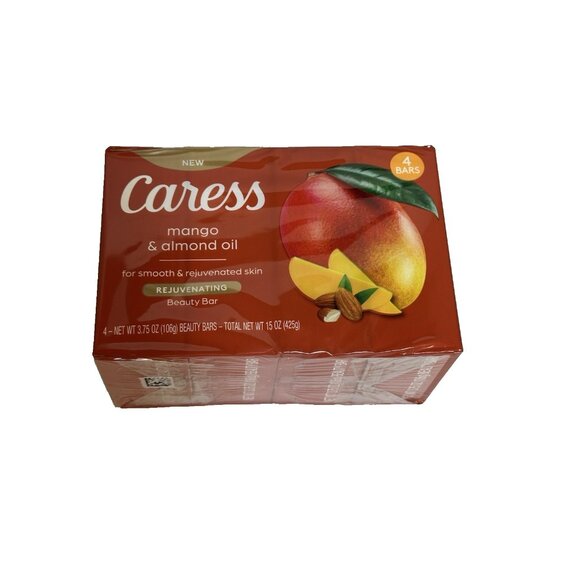 CARESS bar soap 4 pack 3.75 oz each MANGO & ALMOND OIL - Picture 1 of 2